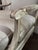Pair of Louis XVI Style Hand-Painted Armchairs in Silk Upholstery For Sale - Image 4 of 6