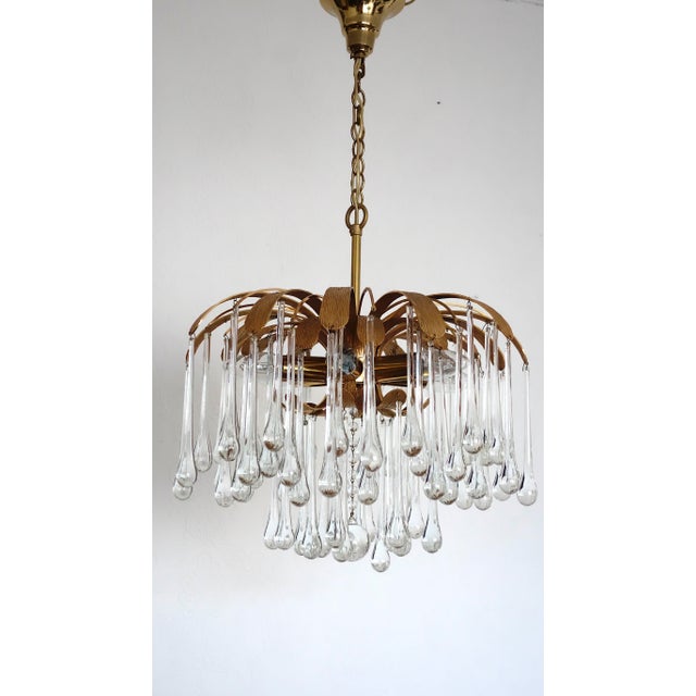 Brass Crystal Drop Chandelier from Palwa, 1960s For Sale - Image 4 of 12