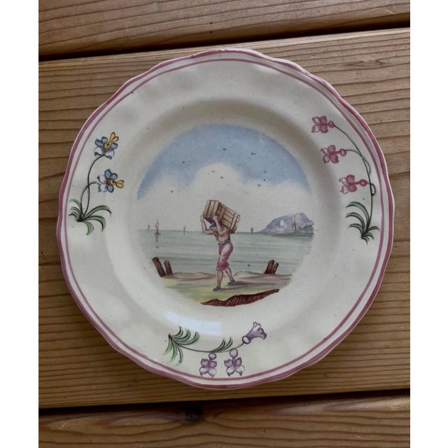 Set of 7 Vintage Hand Painted Veuve Perrin Plates For Sale - Image 9 of 10