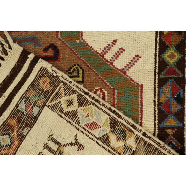 Vintage Tribal Rug in Beige-Brown, Red and Green, Colorful Geometric Patterns For Sale In New York - Image 6 of 7