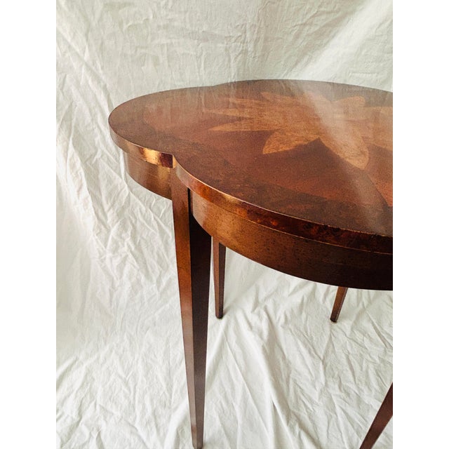 1970s Vintage Maitland Smith Attributed Inlaid Mahogany Side Table For Sale - Image 5 of 7