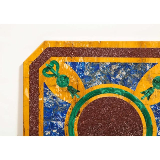1910s 1910s Italian Neoclassical Style Marble, Malachite, Lapis Lazuli, and Porphyry Panel For Sale - Image 5 of 9