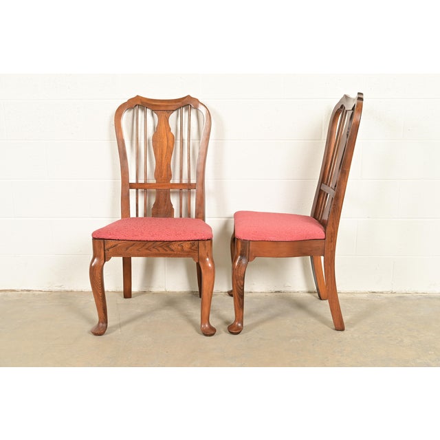 Baker Furniture Style Queen Anne Solid Walnut Dining Chairs, Set of Five For Sale - Image 10 of 13