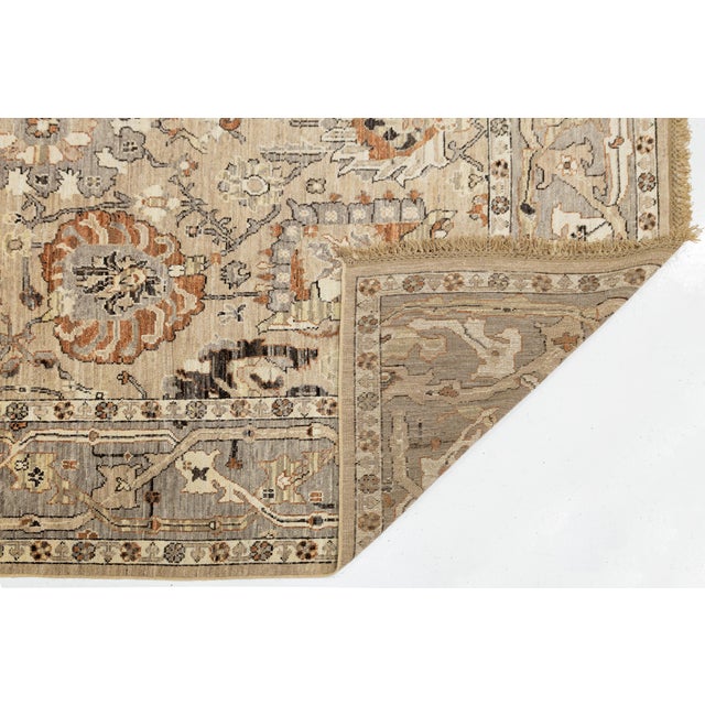 Modern Modern Oushak Style Hand-Knotted Wool Rug in Neutral Beige, Grey and Terracotta For Sale - Image 3 of 12
