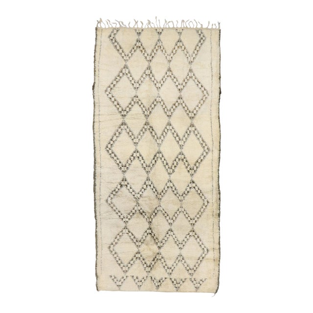 Vintage Berber Beni Ourain Moroccan Rug - 06'05 X 13'07 For Sale