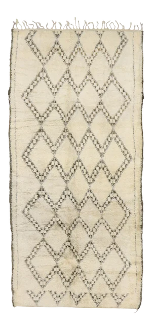 Vintage Berber Beni Ourain Moroccan Rug - 06'05 X 13'07