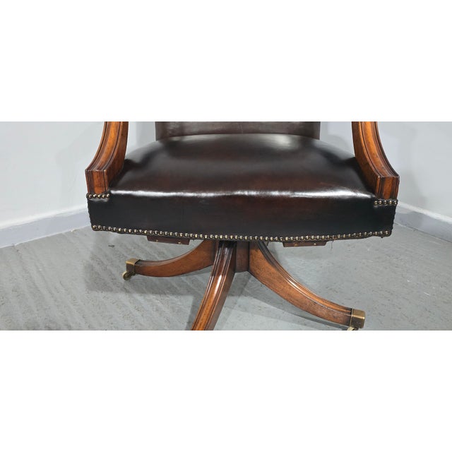 Mahogany Swivel Office Desk Chair, 1920 For Sale - Image 10 of 15