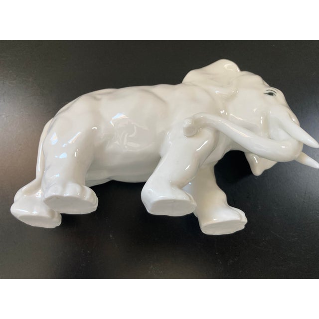 Asian Vintage Blanc De Chin Elephant Figurine For Sale - Image 3 of 9