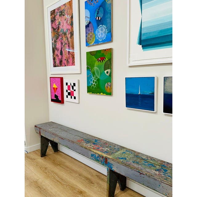 Red Early 1900s Pennsylvania Hallway School Bench For Sale - Image 8 of 9