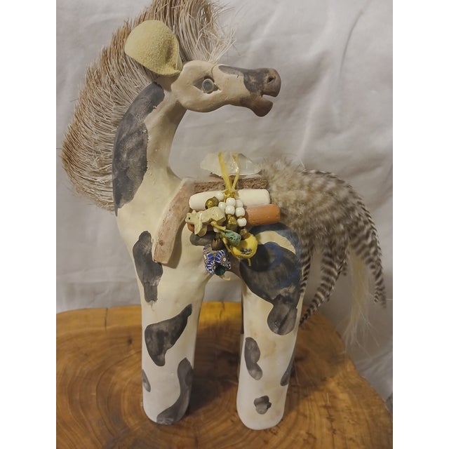 Vintage Susan M. Harvey "Medicine Horse". fetish sculpture. This sculpture is crafted from clay and features mixed...