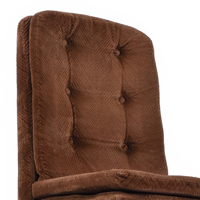 1970s 1970s Mid-Century Modern High Back Parsons Chairs in Chrome & Velvet For Sale - Image 5 of 12