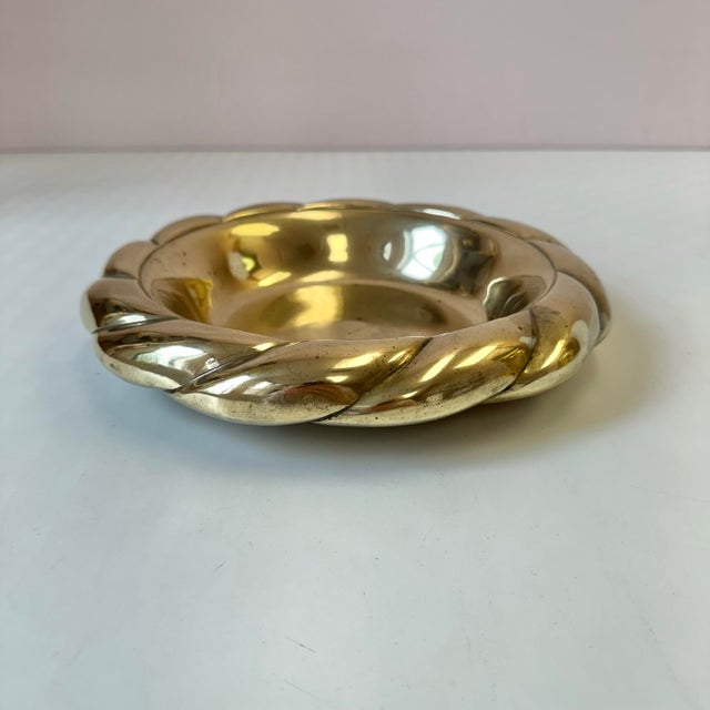 Mid-Century Modern Vintage Solid Brass Catchall Dish For Sale - Image 3 of 8