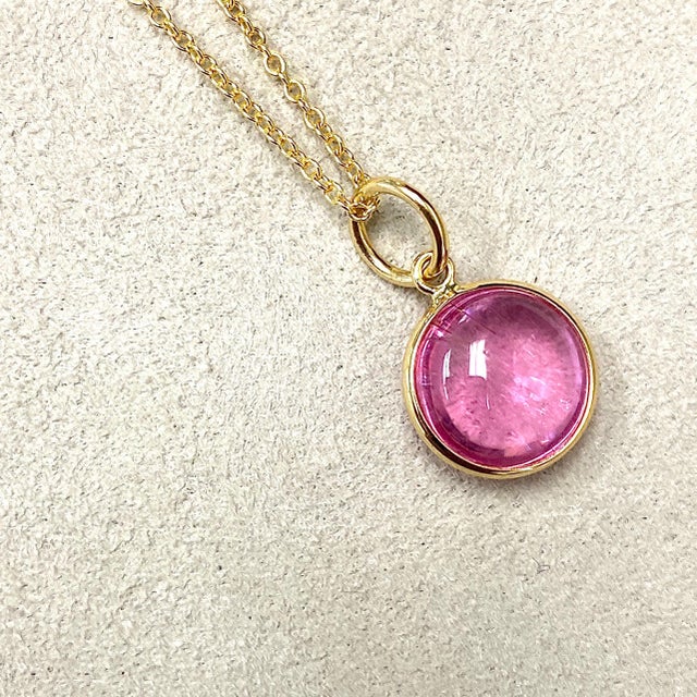 Contemporary Syna Yellow Gold Pink Tourmaline Chakra Charm Pendant For Sale - Image 3 of 4