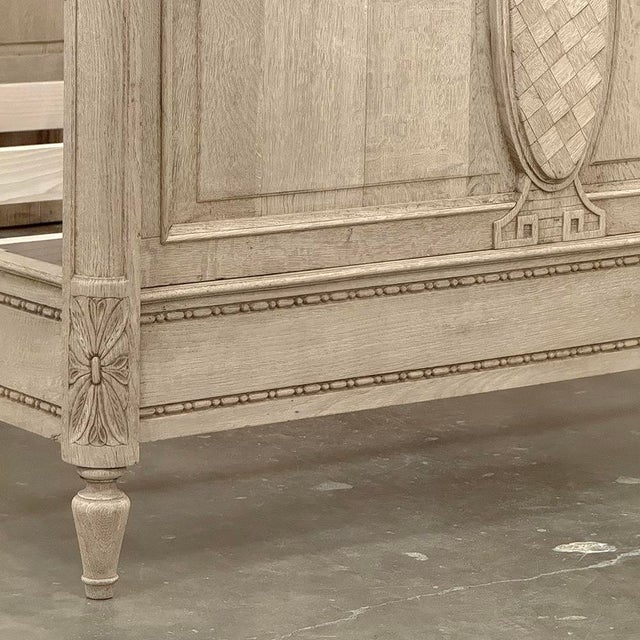 Antique Country French Louis XVI Stripped Oak Full-Size Bed For Sale - Image 4 of 18