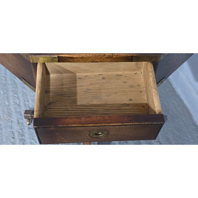 1930s Vintage Campaign Drum Table, 1930 For Sale - Image 5 of 13