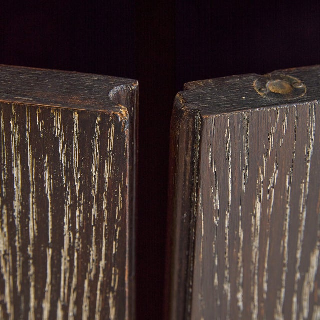French Brown Cerused Oak Cabinet, 1940s For Sale - Image 9 of 11