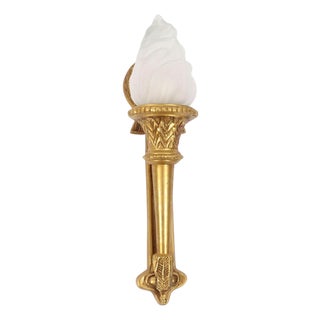 Antique Neo-Classical Ormolu and Glass Flaming Torch Wall Light, 1920s For Sale