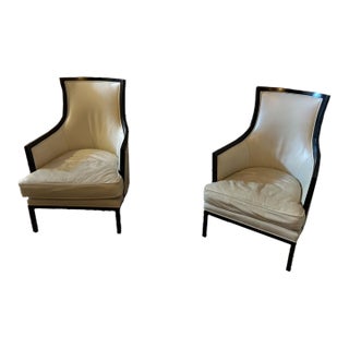 Kelly Hoppen for Century Furniture Leather Club Chairs - Set of 2 For Sale