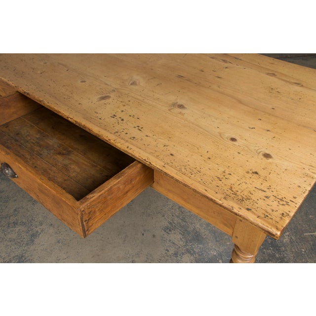 Tan Antique Country French Provincial Pine Farmhouse Table For Sale - Image 8 of 12