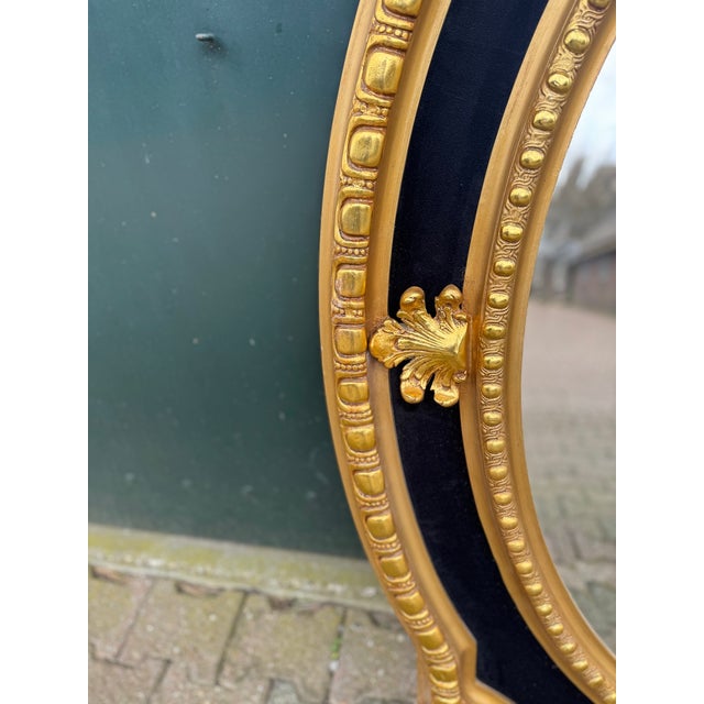 Wood 1980 French Artisan Louis XVI Gold Wood Wall Mirror For Sale - Image 7 of 18