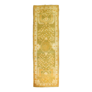 Forest Green Wide Antique Turkish Oushak Runner