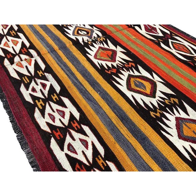 Turkish handmade kilim rug . Antique kilim, vintage kilim rug, unique design kilim rug. One of kind vintage rug with...