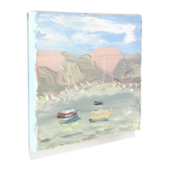 Contemporary Pittwater Rpayc Study 1 (22.8.22) - Plein Air Textured Landscape Oil Painting by Sally West For Sale - Image 3 of 9