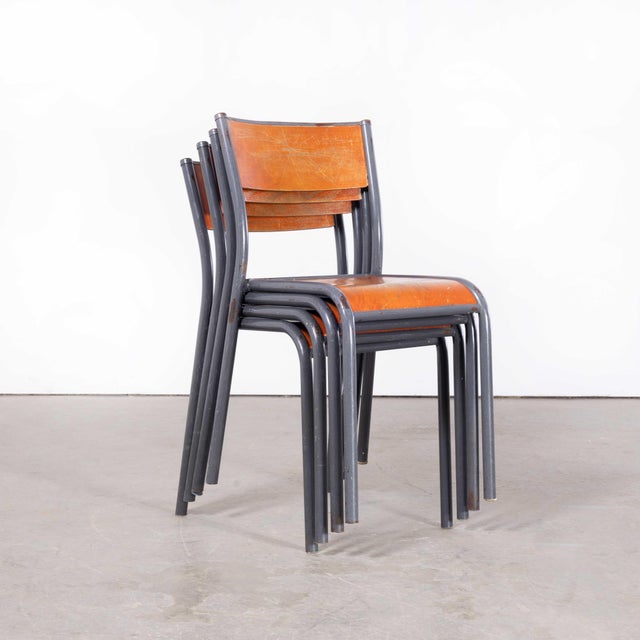 French Light Grey Dining Chairs from Mullca, 1950s, Set of 4 For Sale - Image 3 of 18