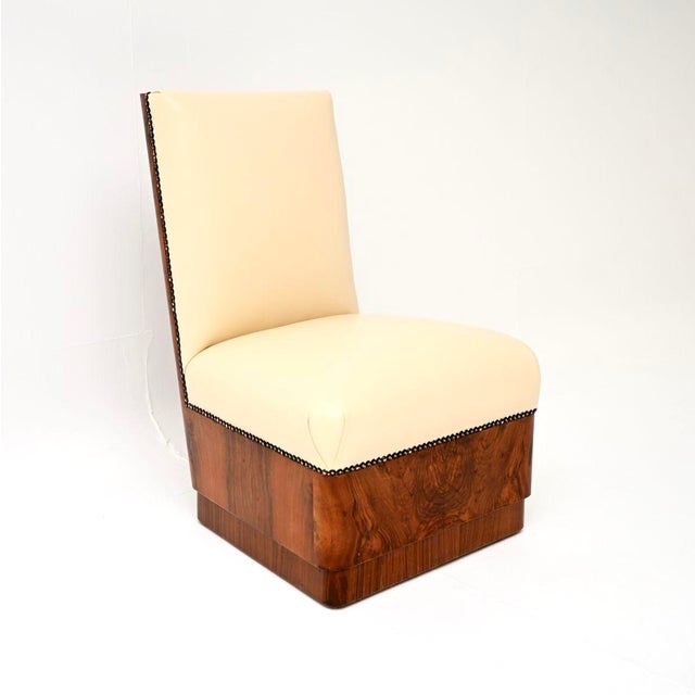 Art Deco Walnut and Leather Side Chair, 1930 For Sale - Image 11 of 11