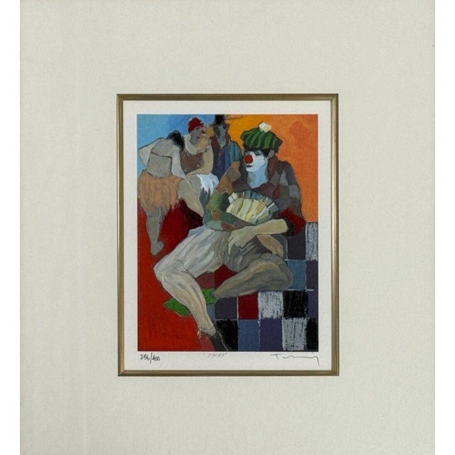 Figurative Itzchak Tarkay, Limited Edition Framed Clown Lithograph, Signed and Dated, 2000s For Sale - Image 3 of 7