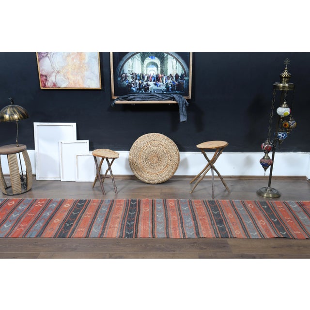 1970s Turkish Oushak Handmade Wool Cotton Red Runner Rug For Sale - Image 11 of 11