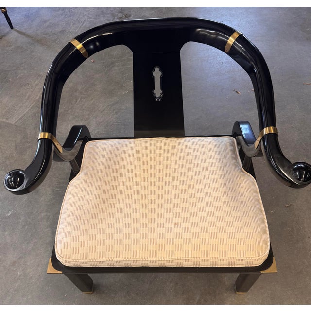 Vintage Century Raymond Sobota Chin Hua Collection Chinoiserie Style Black Lacquer Accent Chair For Sale - Image 12 of 12