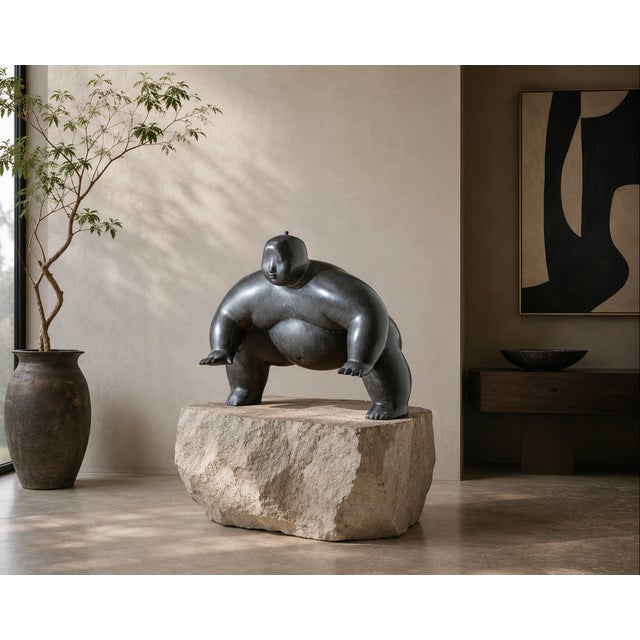 Bronze Large-Scale Signed Bronze "Sumo Wrestler" Sculpture, Signed Yuri, 2005 For Sale - Image 8 of 18