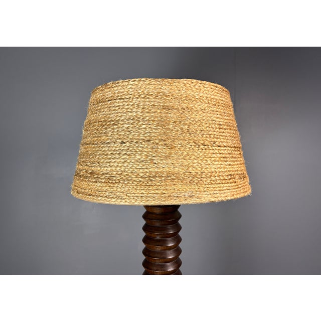 Mid-Century French Brutalist Modernist Turned Wood Floor Lamp in the style of Charles Dudouyt, 1950s For Sale - Image 13 of 16
