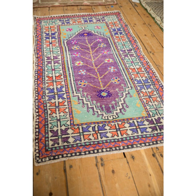 Purple Vintage Distressed Oushak Rug Runner - 2'8" x 4'11" For Sale - Image 8 of 9