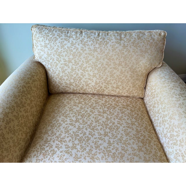 Chinoiserie 1990s Comfy Vintage Easy Chair and a Half - Reupholstered in a Soft Yellow Chinoiserie Fabric For Sale - Image 3 of 12