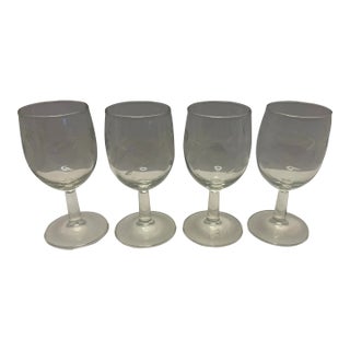 Vintage Mid-Century Etched Floral Wine Sherry Cordial Glasses, Set of 4 1950s For Sale