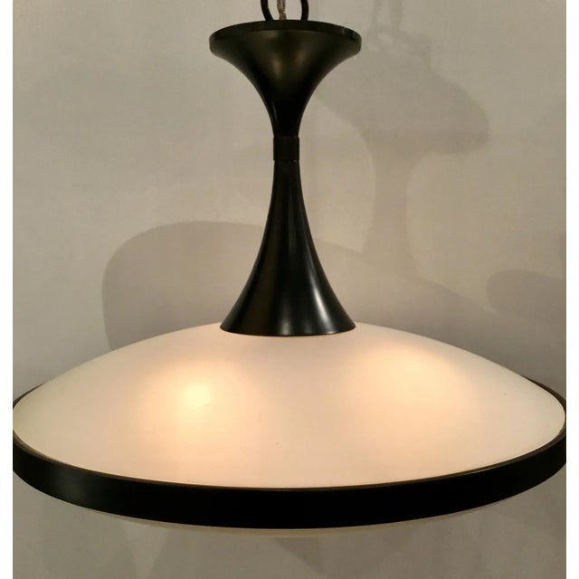 Modern Currey & Co. Modern Electress Iron and Frosted Glass Pendant For Sale - Image 3 of 5
