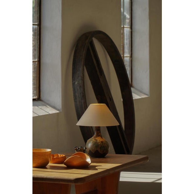 Brown Art Nouveau Danish Organic Ceramic Table Lamp, 1970s For Sale - Image 8 of 18