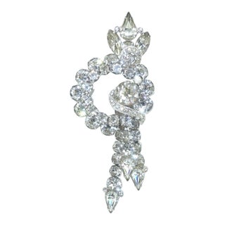 Large Eisenberg Rhinestone Dangle Brooch, 1950's For Sale