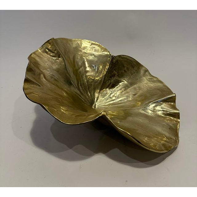 Golden finished cast metal lotus bowl designed by Oskar Hansen in the 1940's. Highly realistic and beautifully artistic,...