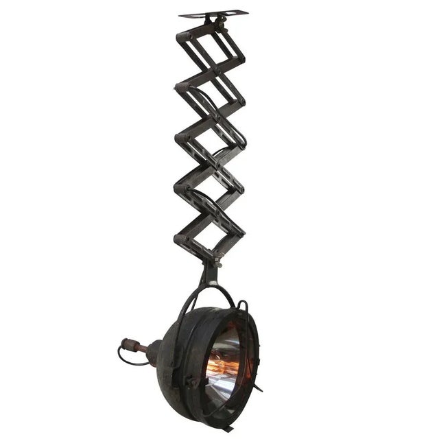 Metal Vintage Industrial Black Metal and Clear Glass Scissor Lamp For Sale - Image 7 of 7