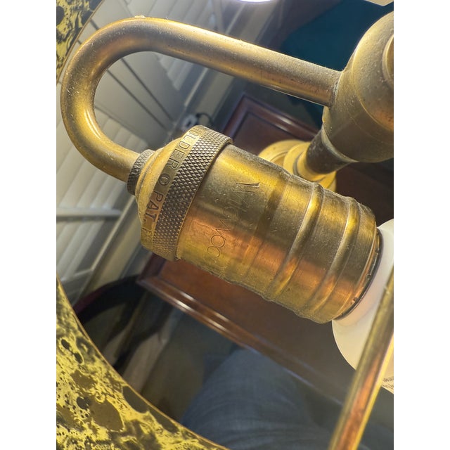 Vintage Wildwood Brass Candlestick Table Lamp With Marbled Tole Shade For Sale - Image 15 of 15