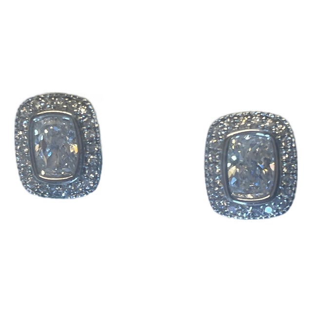 Pierced Diamondness Rectangle Earings For Sale