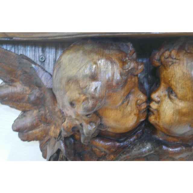 Antique Carved Wood Cherub Wall Bracket, 1850 For Sale - Image 4 of 9