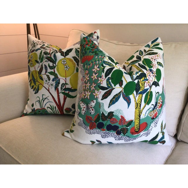 Art Deco Schumacher Josef Frank Citrus Garden Down-Filled Pillows- a Pair For Sale - Image 3 of 7
