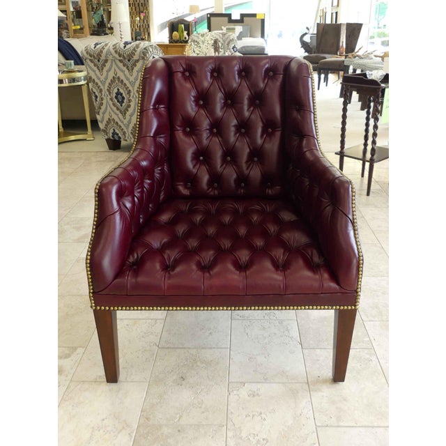 Maitland Smith Tufted Leather Arm Chair or Office Guest Chair Chairish