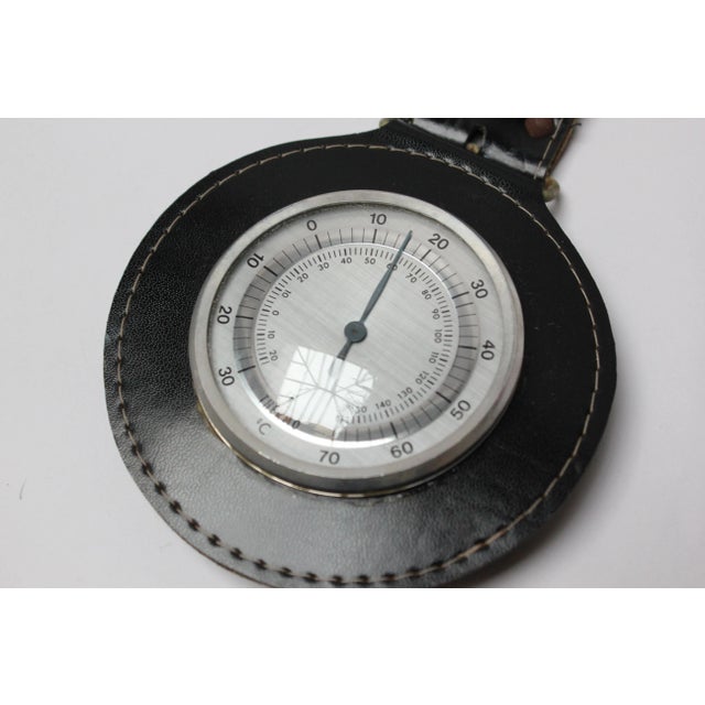 Mid-Century Modern Vintage European Leather 'Belt Strap" Calendar and Thermometer For Sale - Image 3 of 9
