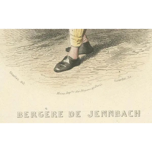 Mid 19th Century Compte-Calix, Tyrolean Shepherdess, Jenbach, Austria, 1853, Hand-Colored Print For Sale - Image 5 of 10