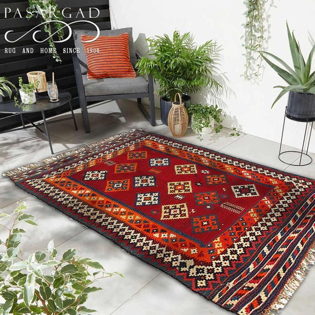 Pasargad DC Red Vintage Reversible Kilim Flat Weave For Sale - Image 4 of 4